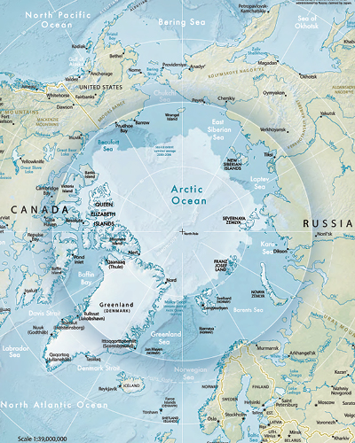Map of the Arctic Circle