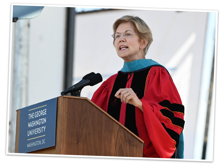 Elizabeth Warren in graduation regalia