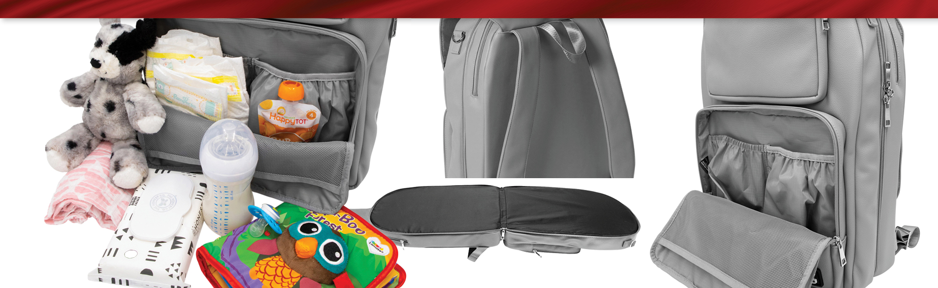 Backpacks, bags, stuffed animals, bottles