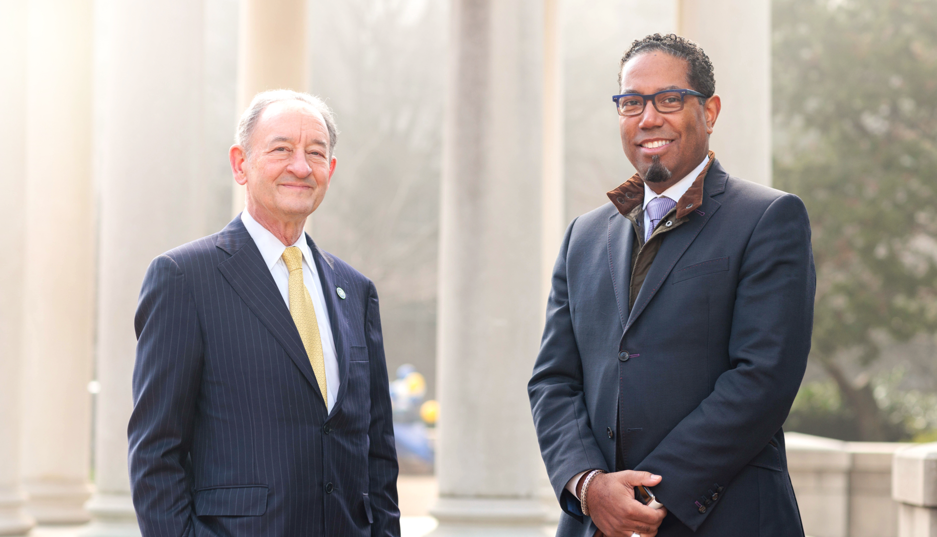 President Wrighton and Provost Bracey in Kogan Plaza