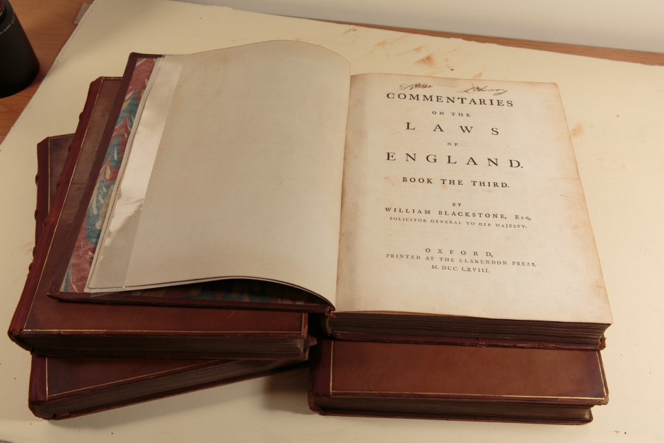 Commentaries on the Laws of England, 1765-68: Cited in one of about every 13 U.S. Supreme Court opinions, William Blackstone’s four-volume work is among the most influential English law books.