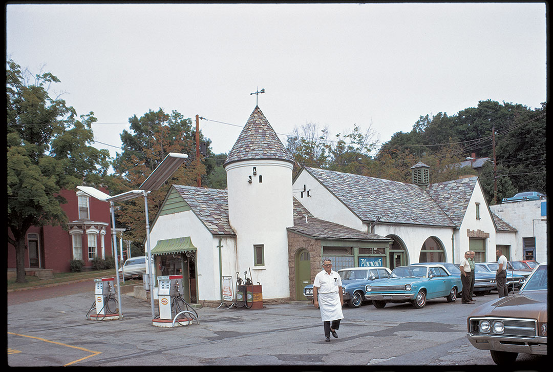 A service station and Plymouth dealership