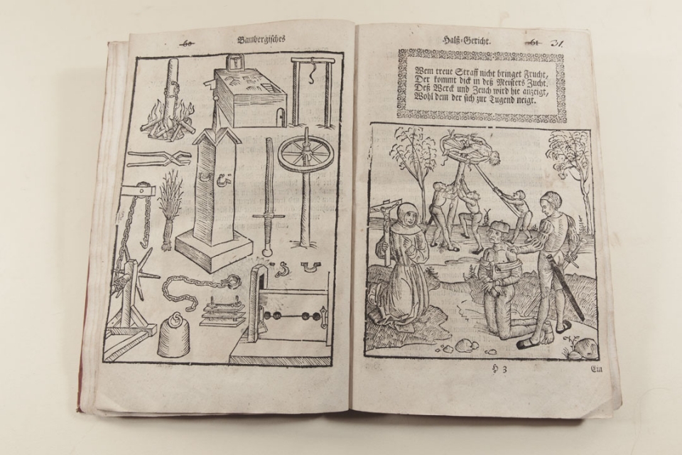 Bambergische Peinliche Halszgerichts-Ordnung, 1580: This illustrated penal code set out explicit rules for living in 16th-century Bamberg, Germany, including how torture could be used for obtaining a confession.