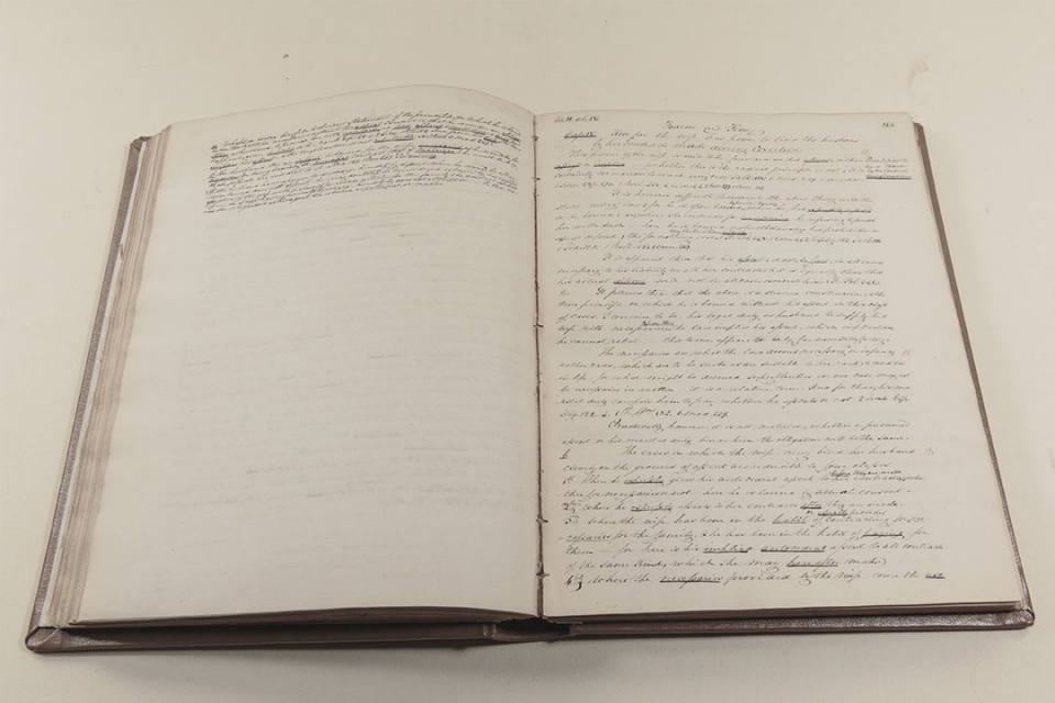 William Thomas Carroll's college notes, 1817: William Thomas Carroll was one of the first two law professors at GW, and these notes—among 12 volumes on hand—are from his own studies at the Litchfield