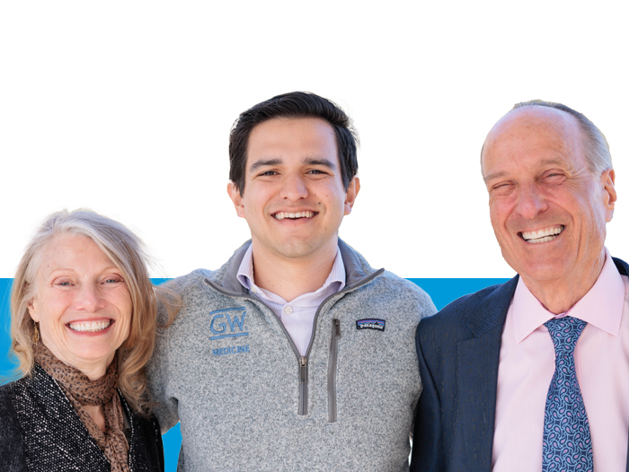 Scholarship donors Mary Schmidt and Russell Libby with scholarship recipient, medical student Stephano Bonitto