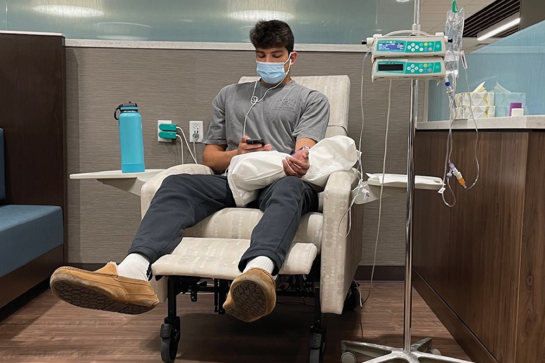 Garrett in chemo room