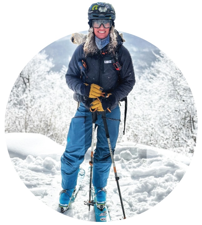 Julie McGuire in ski gear