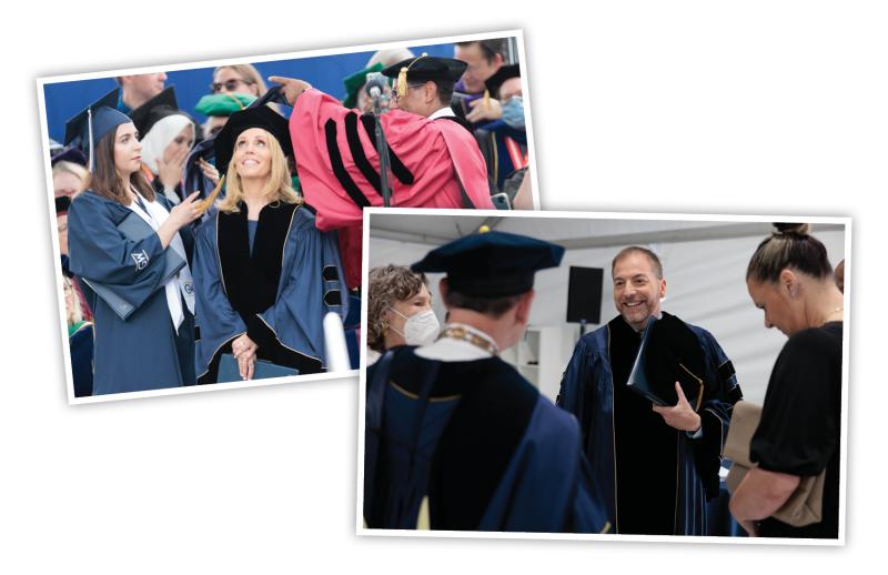 Dana Bash and Chuck Todd receiving honorary degrees