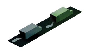 Graphic of two trucks generating pollution