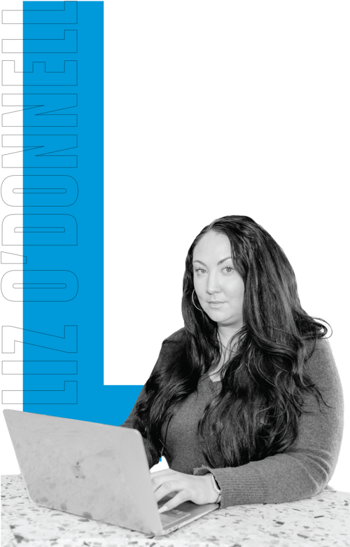 Liz O’Donnell at a laptop computer